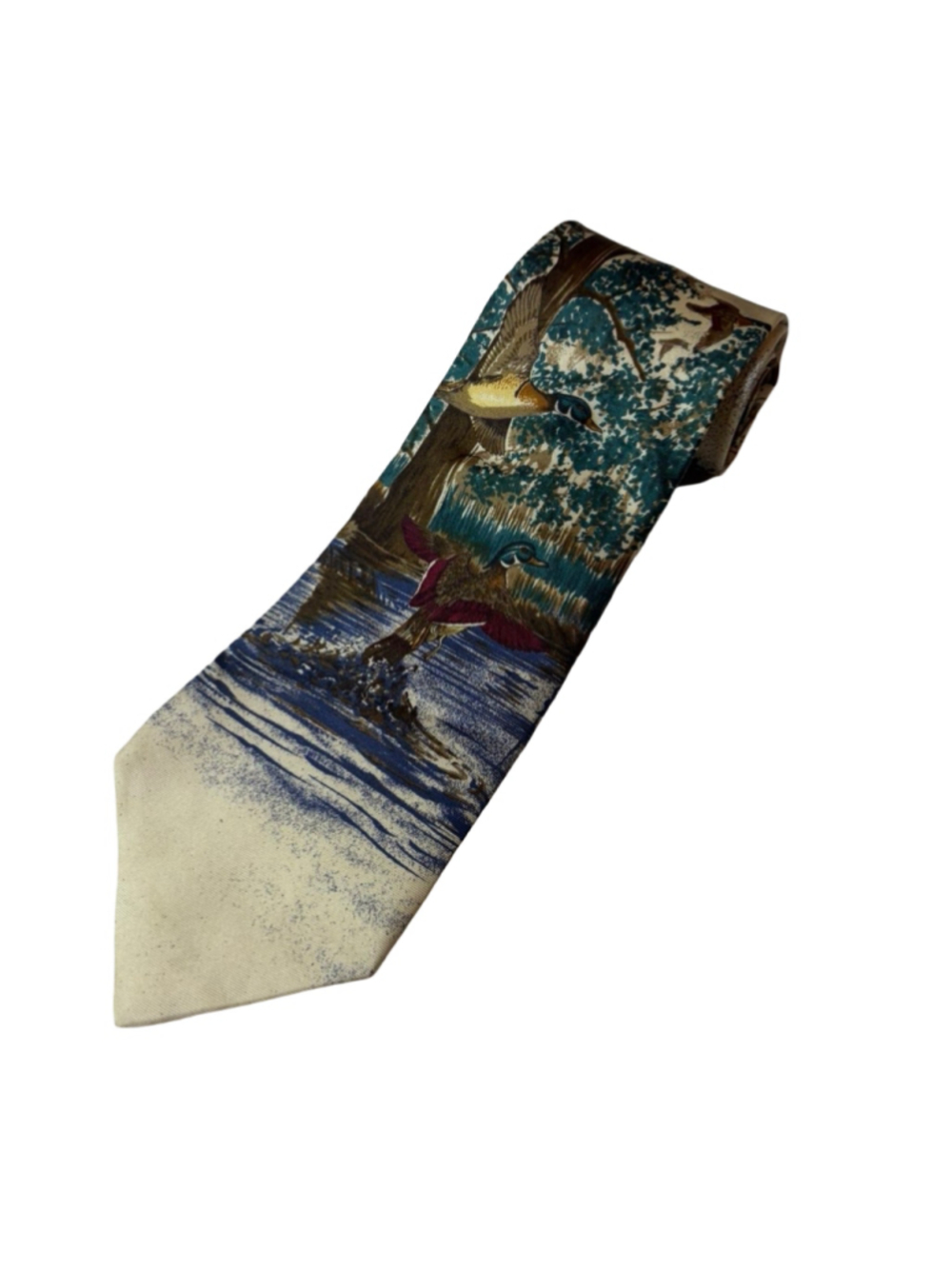 Liberty of London Vintage 100% Italian Silk Duck Hunting Scenic Novelty Tie